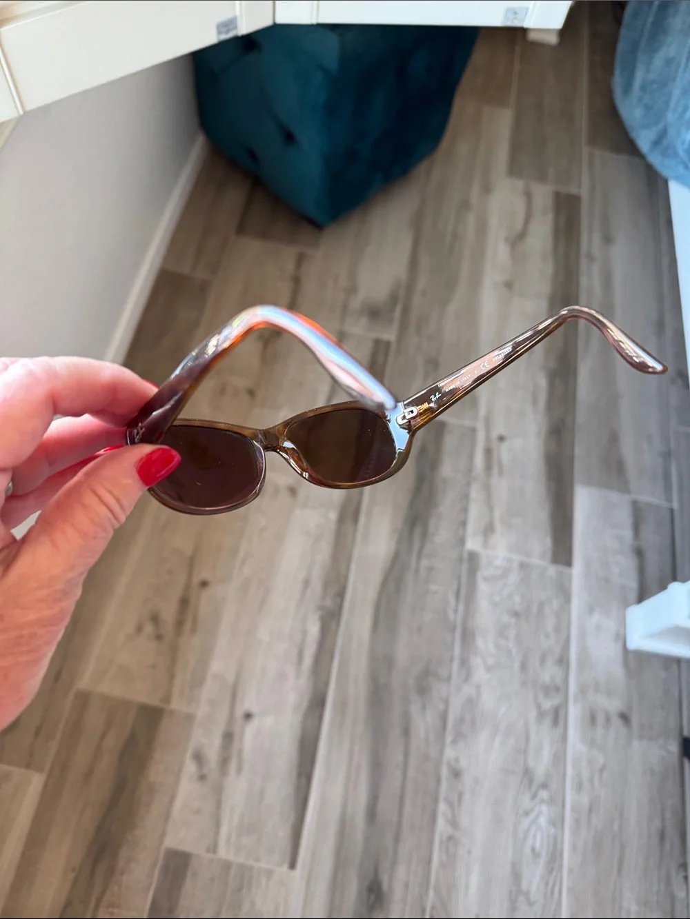 RAY BAN RB4061 GLOSSY TORT BROWN TONE POLARIZED GLASS LENS WRAP SUNGLASSES